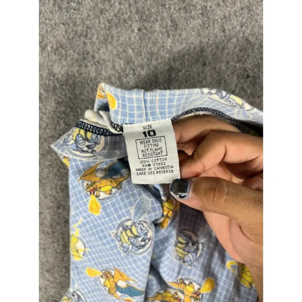 VTG 90s Pokemon Academy Pajama Set Boy Youth 10 Blue White Pikachu AOP Sleepwear